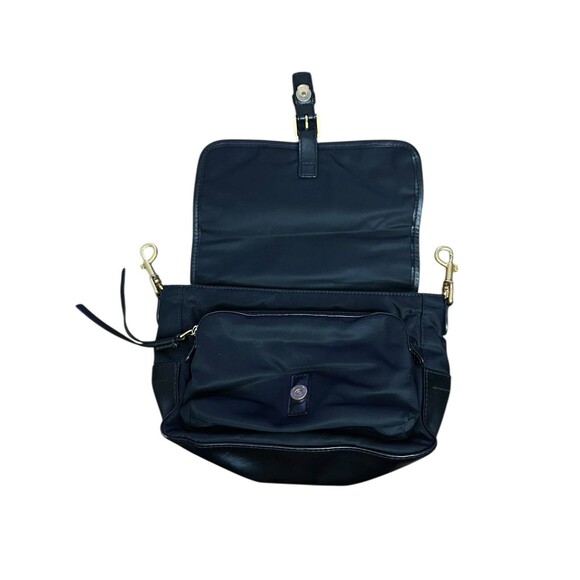 Tory Burch Perry Nylon Crossbody Shoulder Bag Black Strap Green Interior - Picture 2 of 16